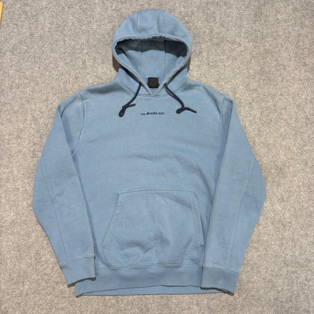 Quiksilver Mens DryFlight Pullover Hoodie Light Blue Embroidered Logo Size S